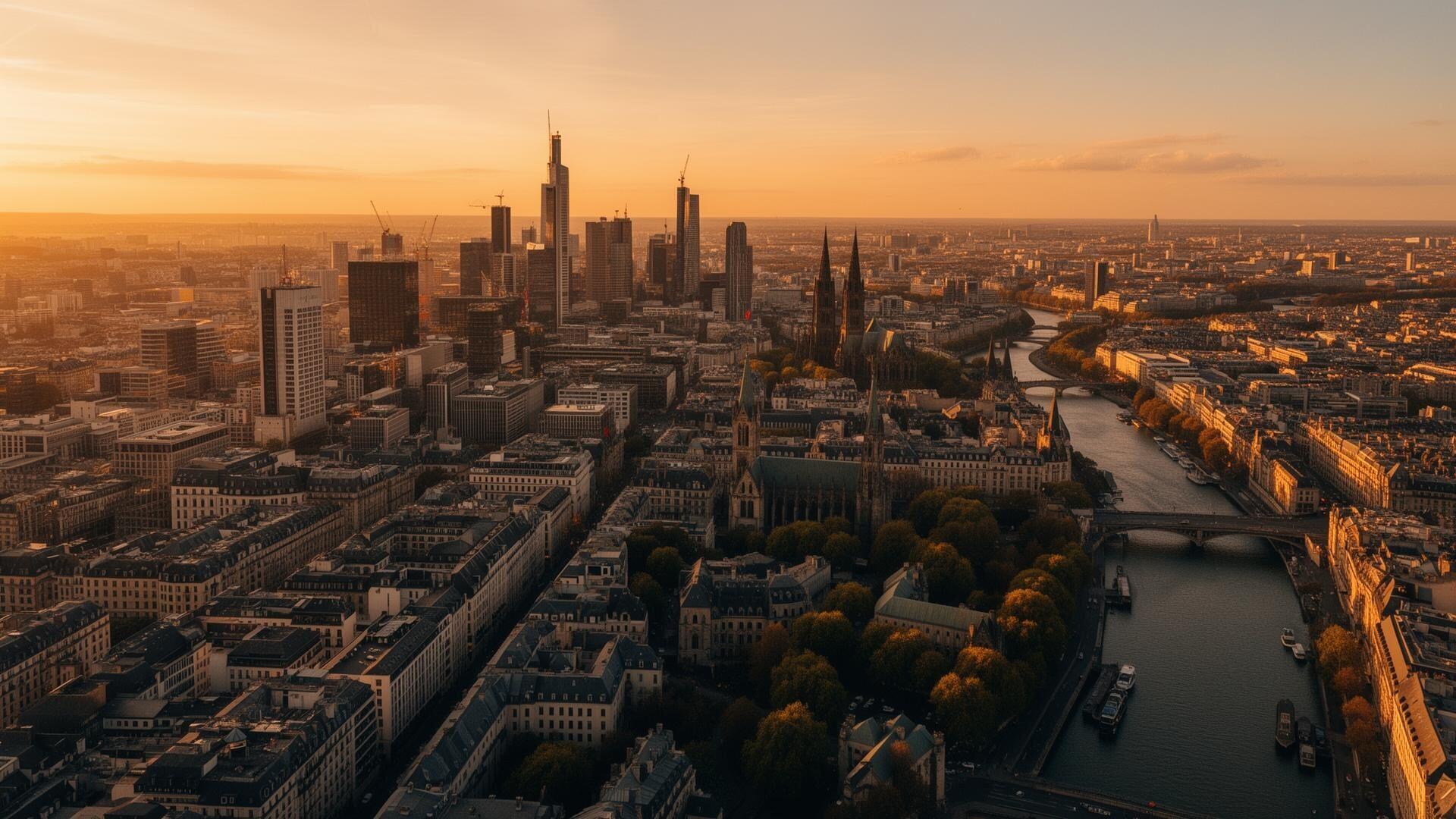 European cityscape at golden hour